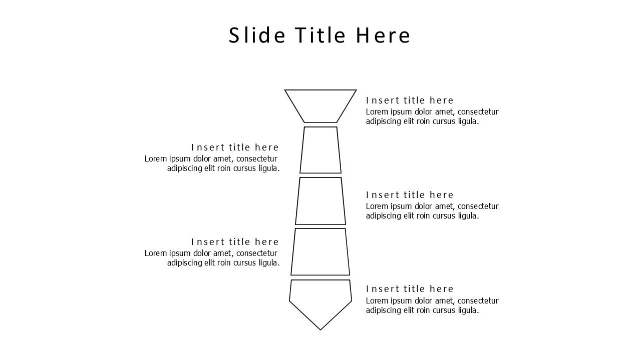 5 points divided outline neck tie infographic