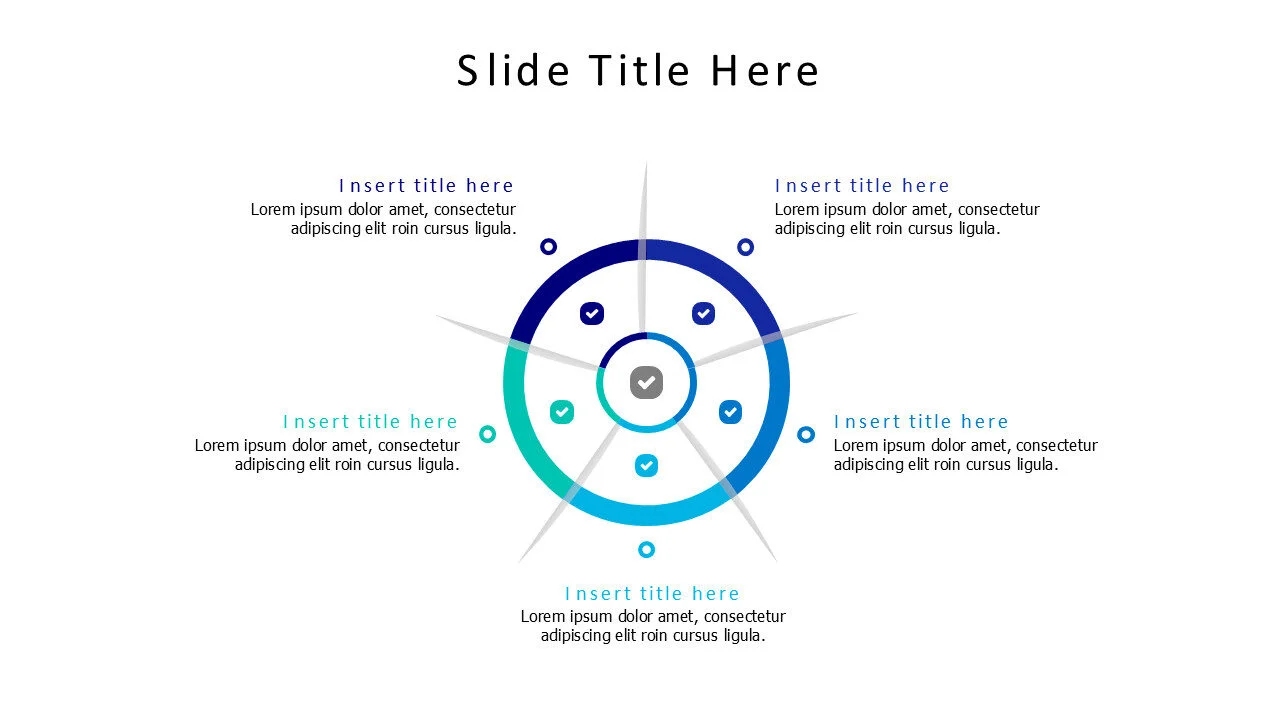 5 points divivded circle infographic with icons