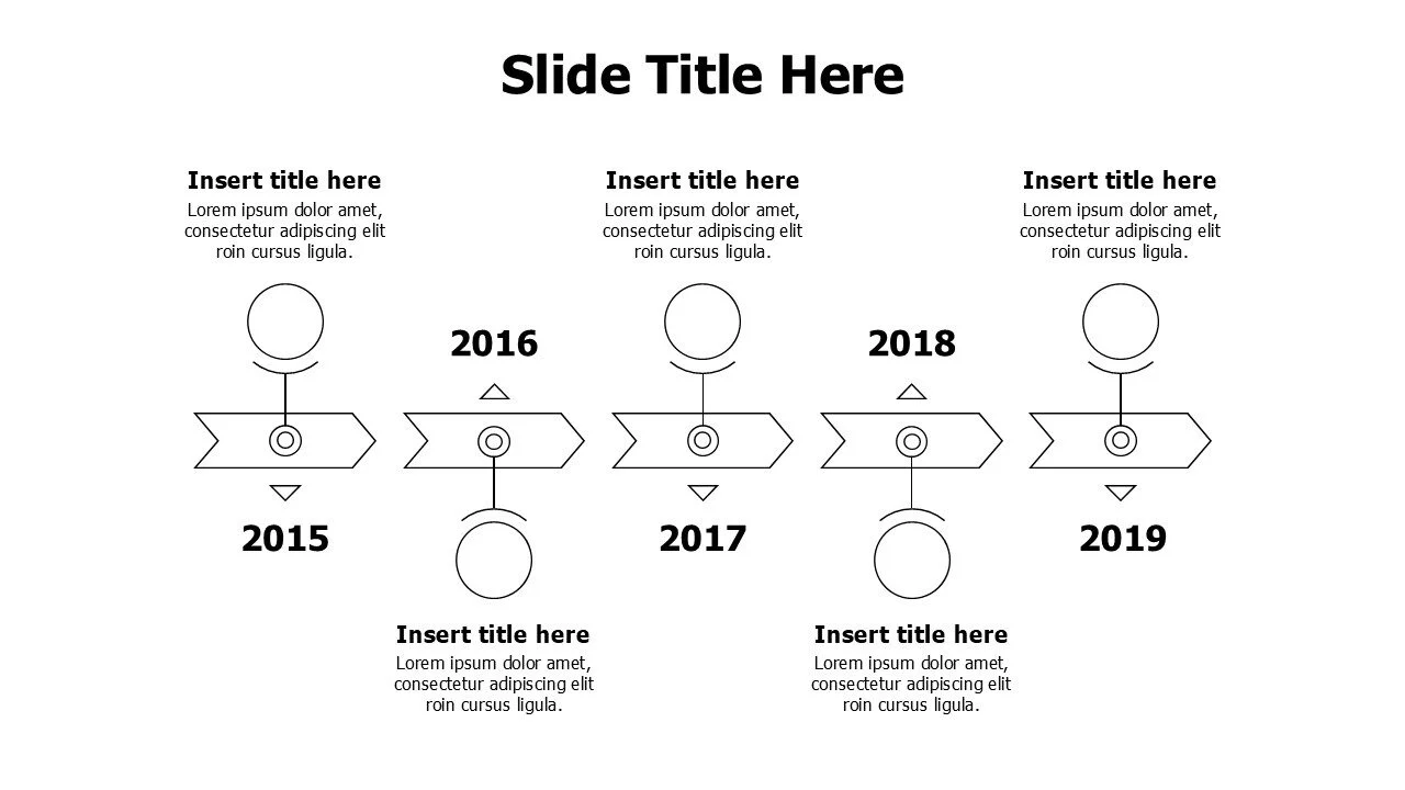 5 points doodle arrows timeline infographic
