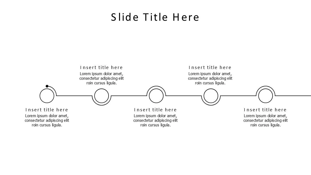 5 points doodle circle on a line infographic