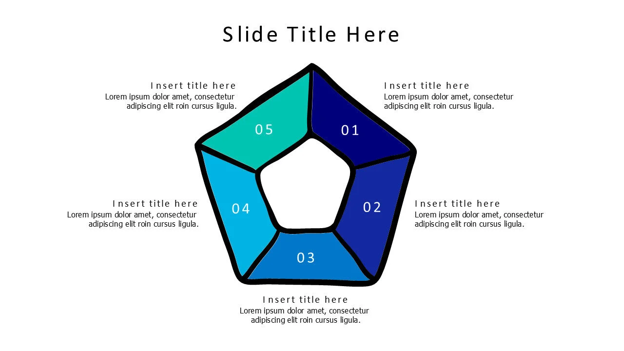 5 points doodle pentagonal infographic