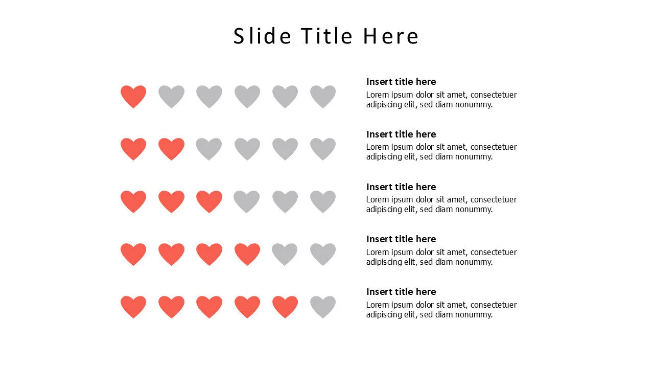 5 points editable red heart infographic