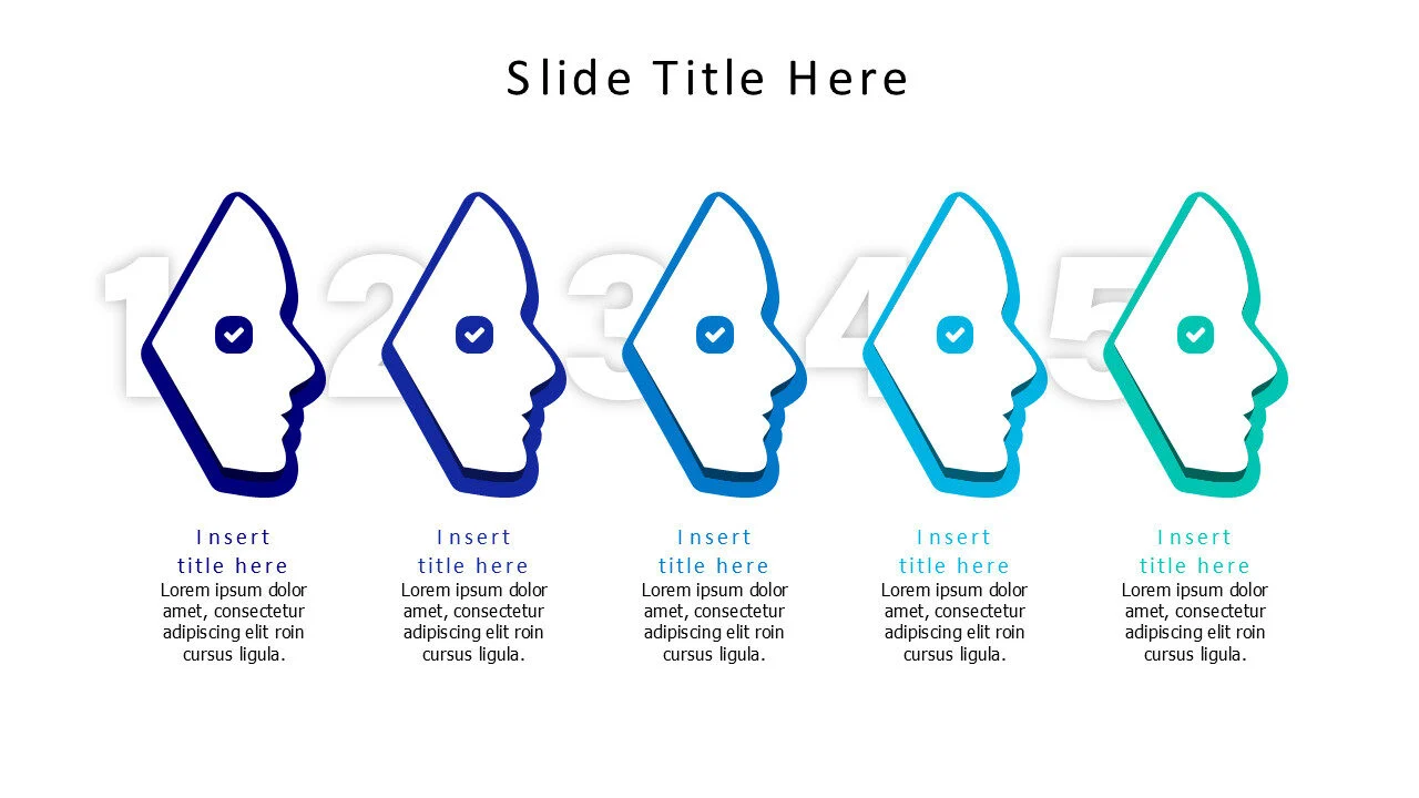 5 points face with numbering infographic