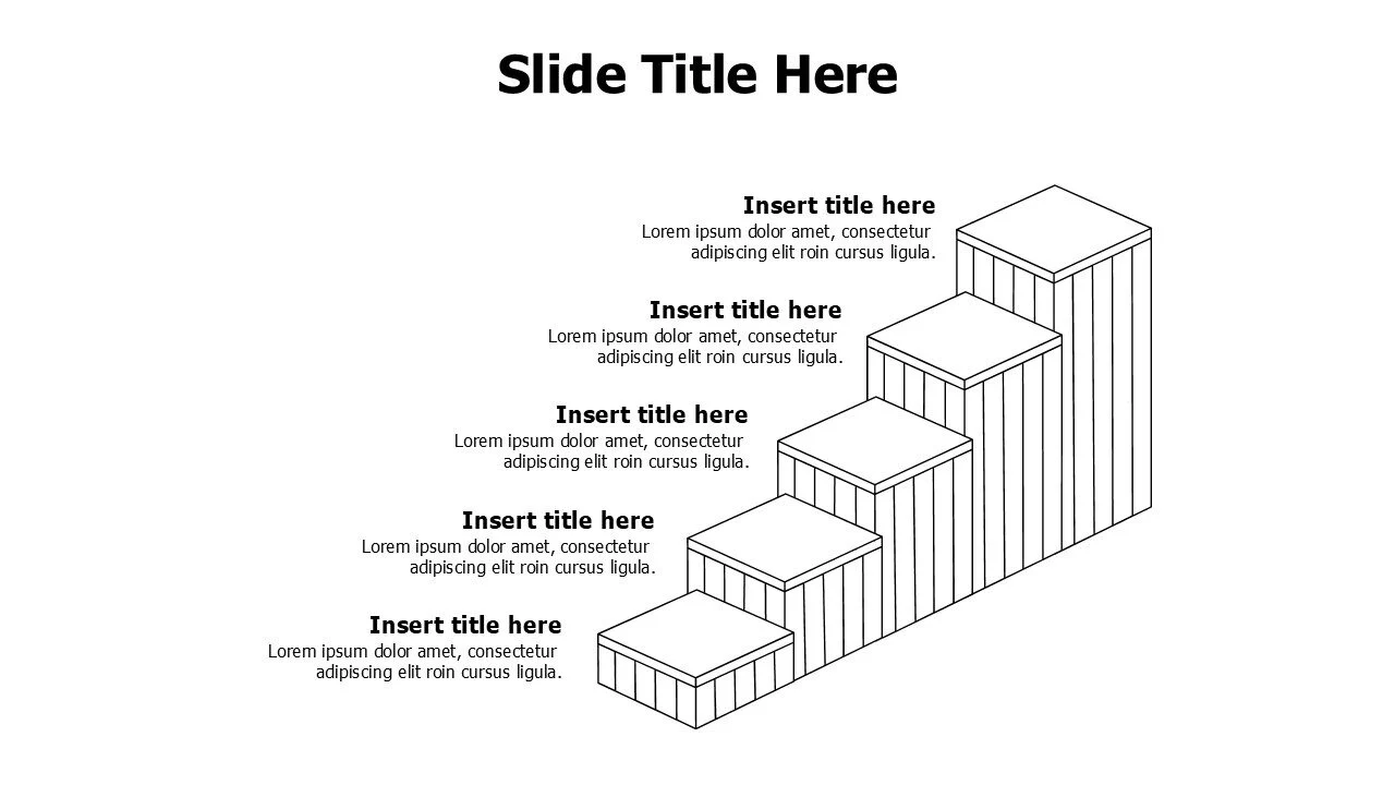 5 points growing outline columns infographic