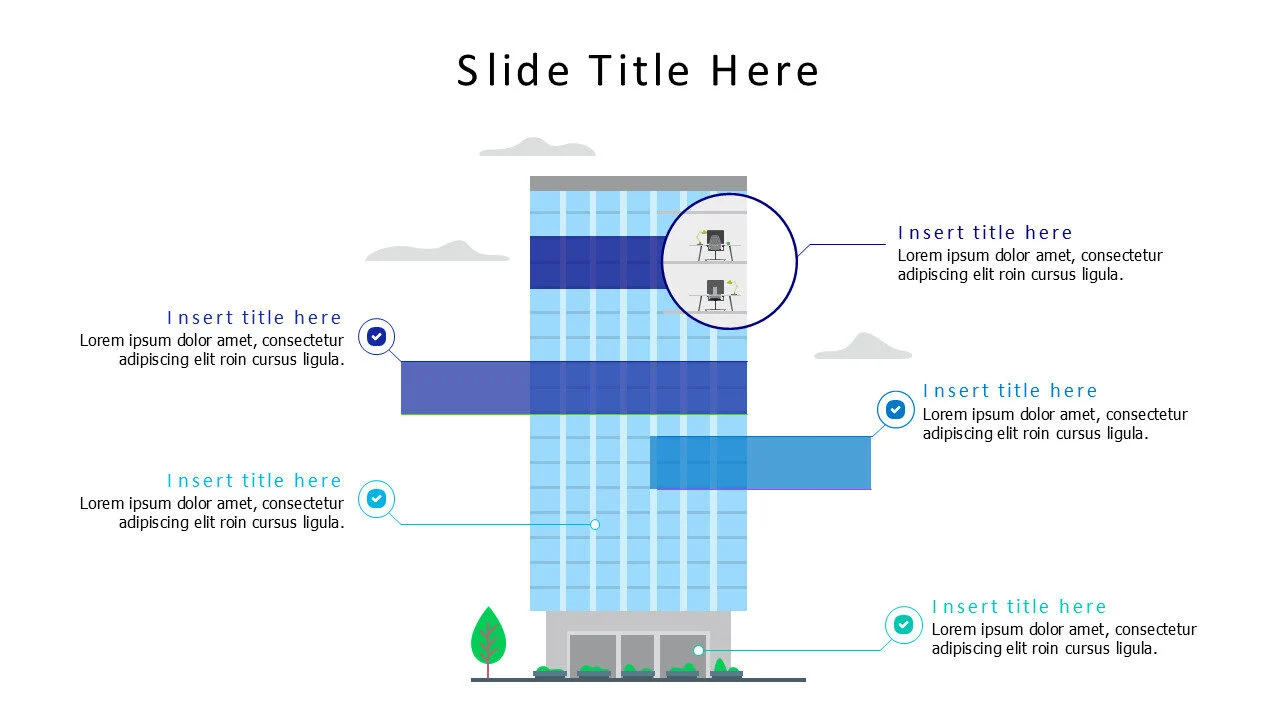 5 points mall building infographic
