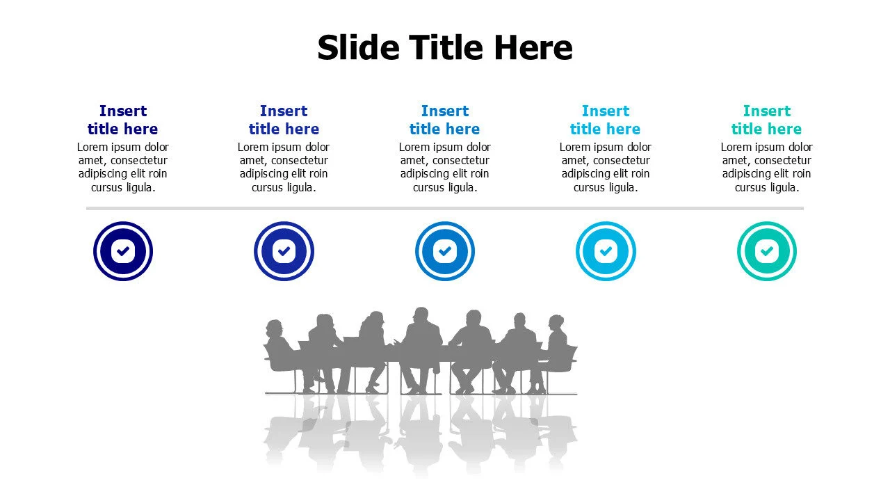 5 points meeting infographic with icons