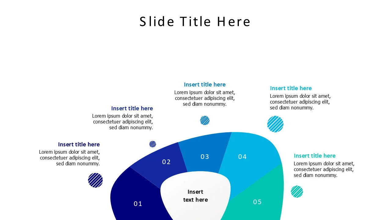 5 points organic colored shape with numbers infographic