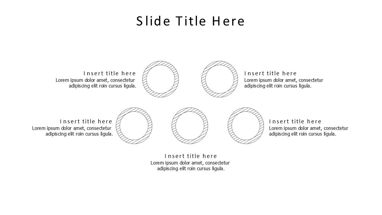 5 points outline circles infographic