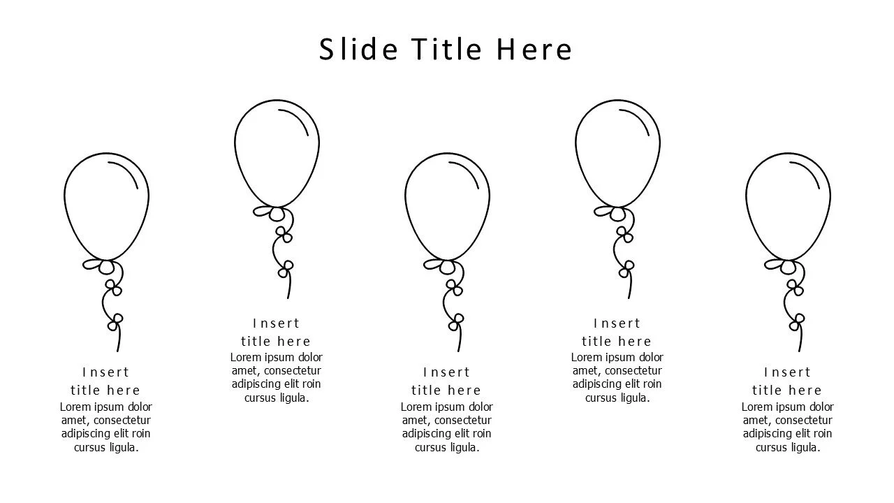 5 points outline flying balloons infographic