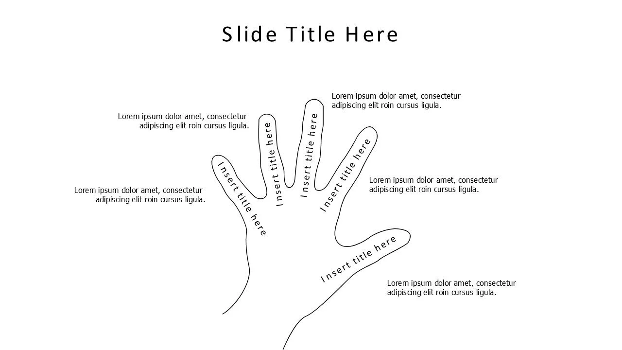 5 points outline human hand infographic