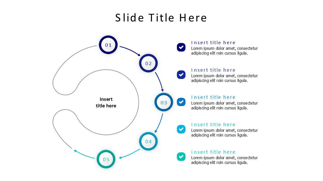 5 points outline opened circle infographic