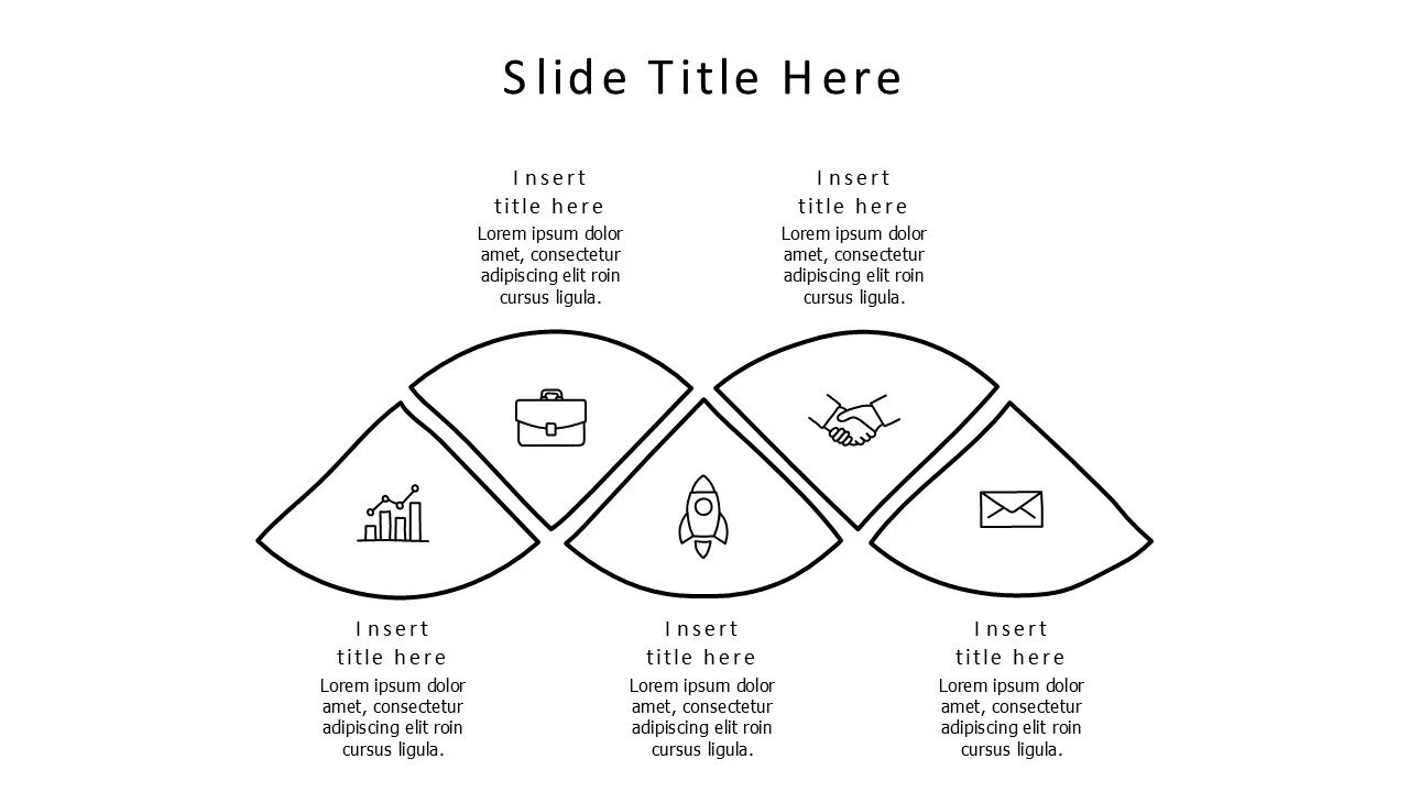 5 points outline shapes infographic with icons