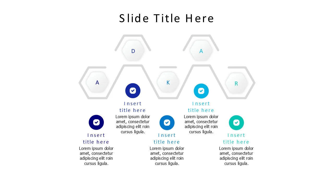 5 points outline shapes with icons infographic