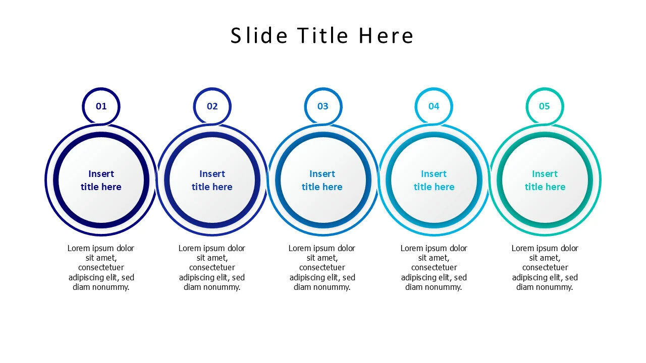 5 points outlined and filled circles infographic
