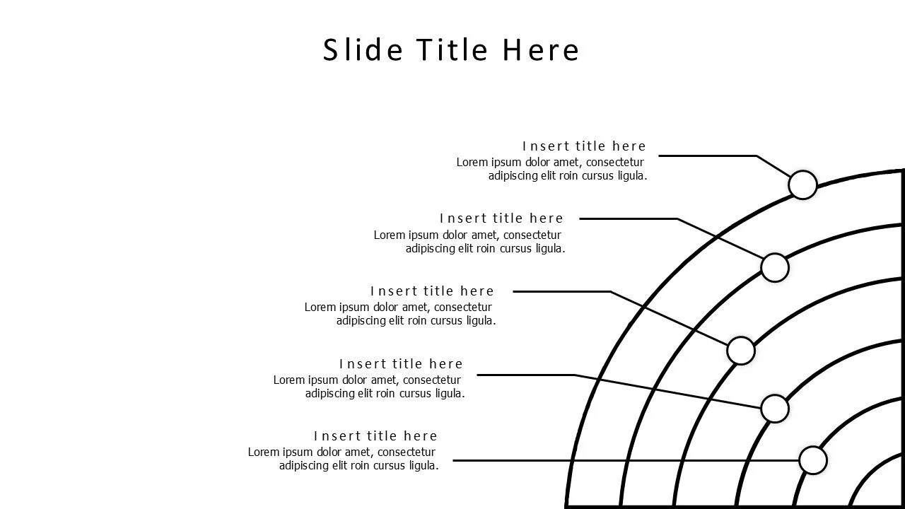 5 points overlayered outline circle infographic