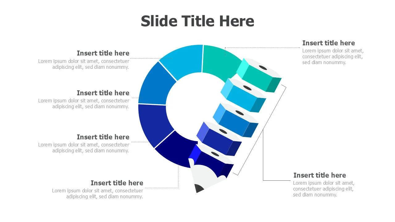 5 points pencil infographic with head point 37
