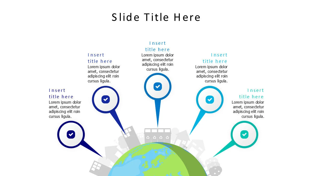 5 points population and buildings on earth infographic