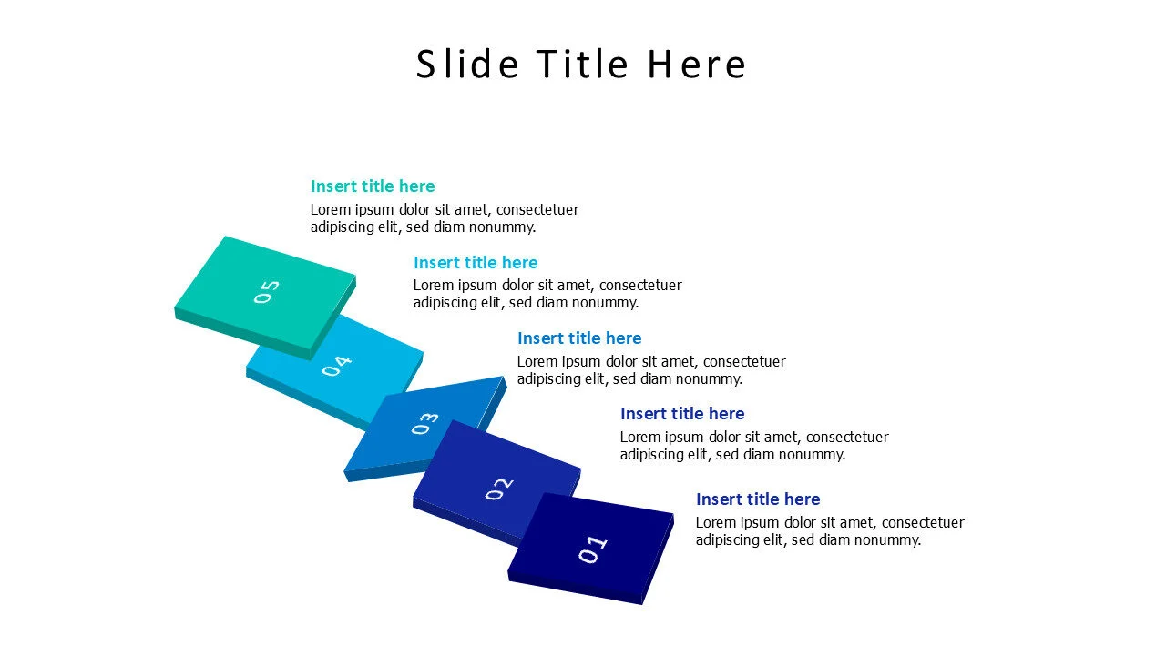 5 points random colored blocks with numbers infographic