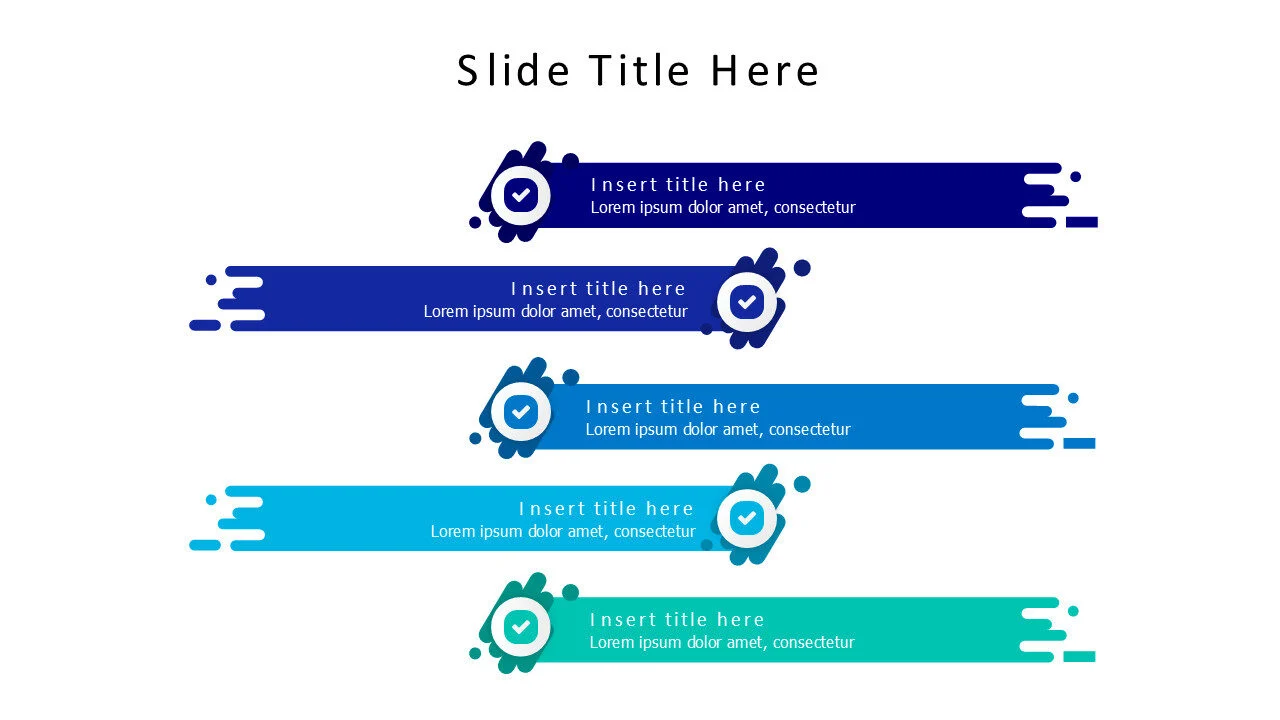 5 points scratchy stripes with icons infographic