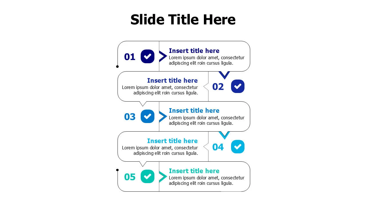 5 points steps with arrows infographic