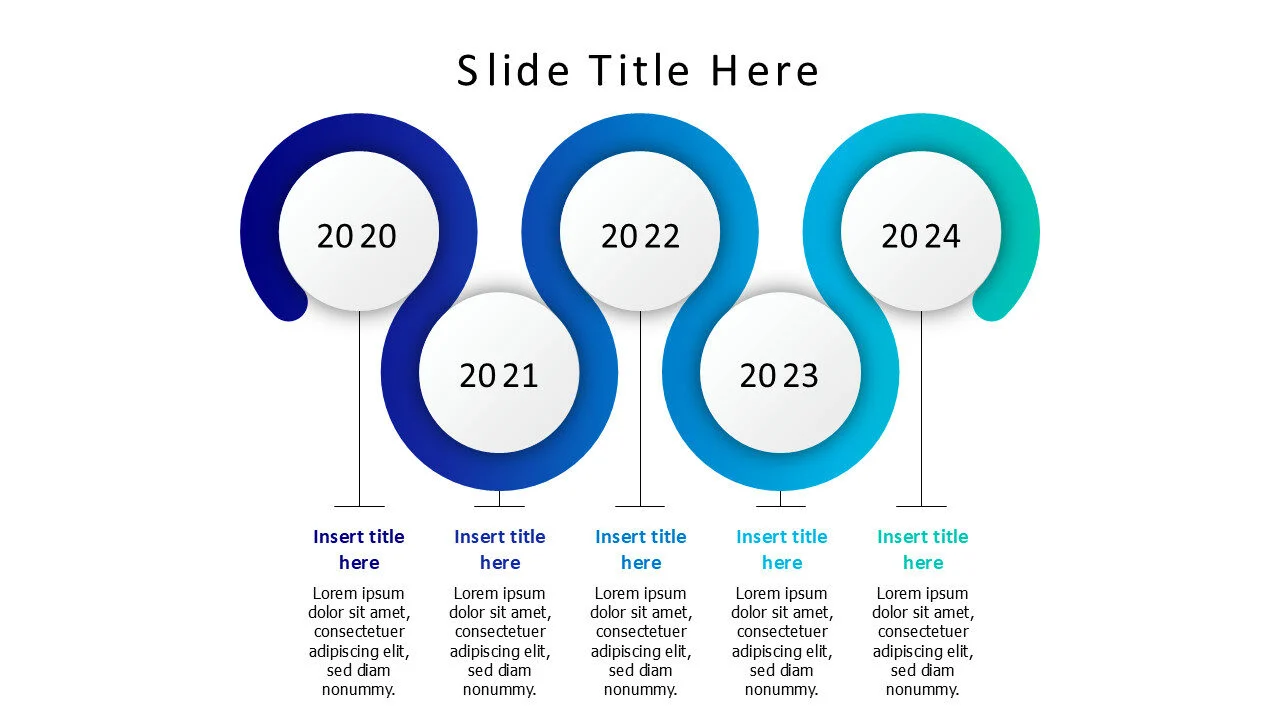 5 points timeline gradient infographic