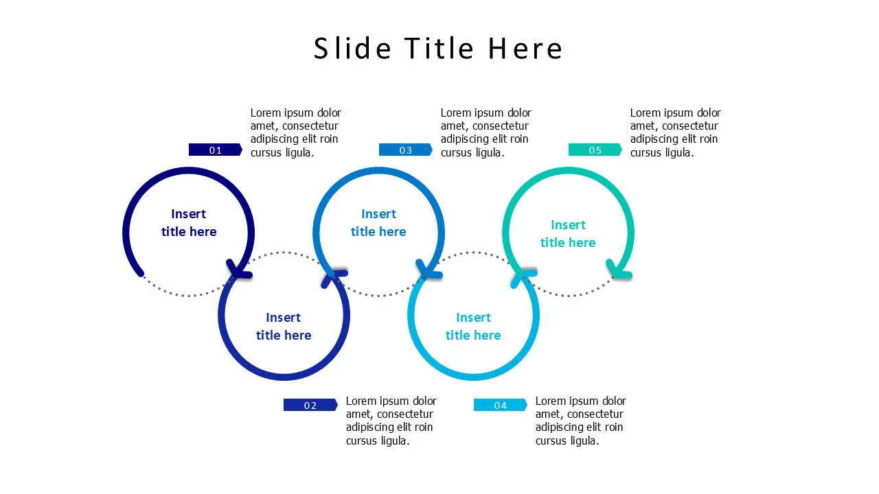 5 points twisted arrows with numbers infographic