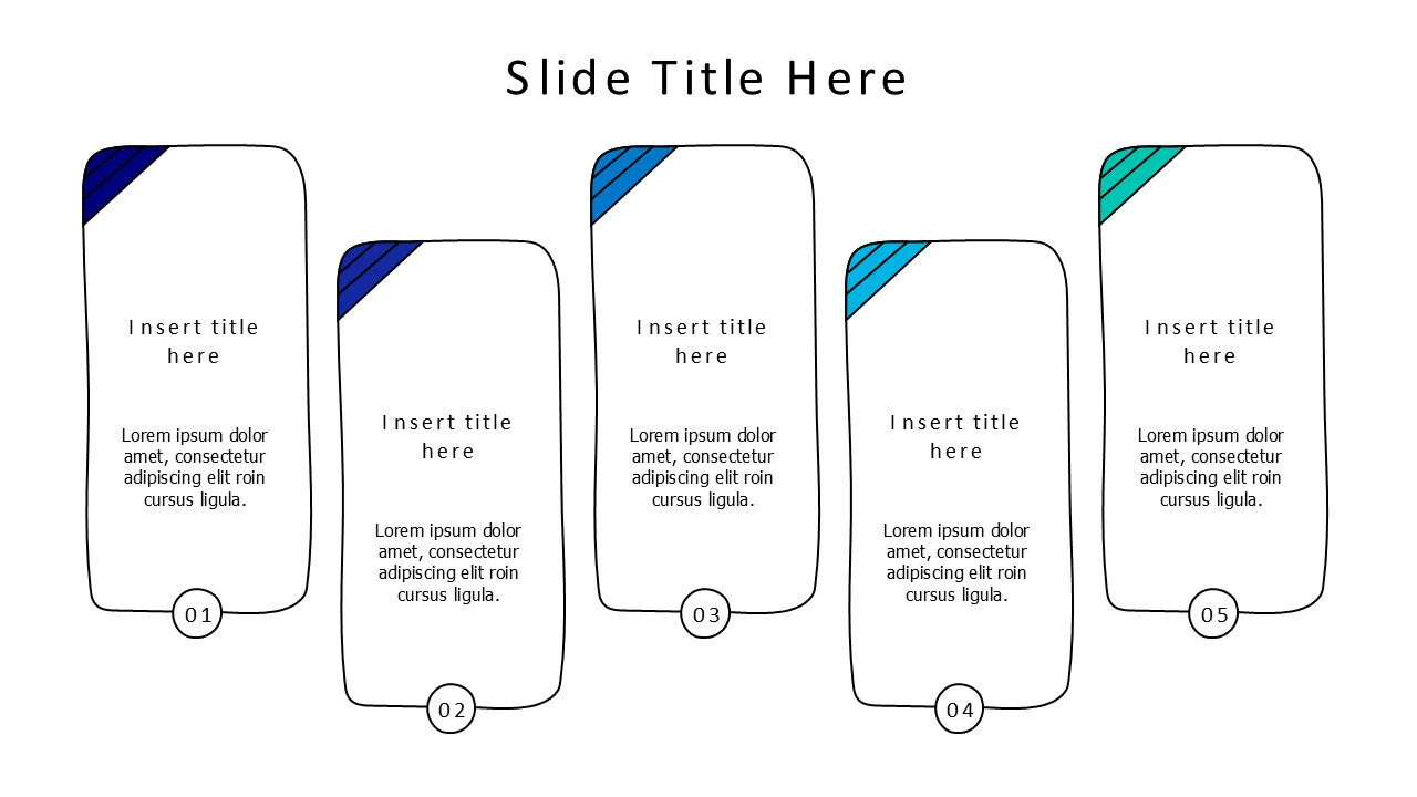 5 points ziagzag doodle blocks infographic