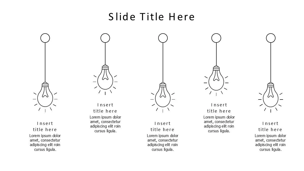 5 points zigzag lighten doodle bulbs infographic