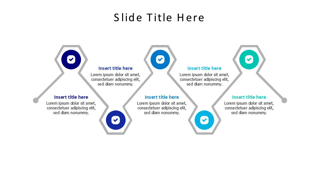 5 points zigzag line infographic