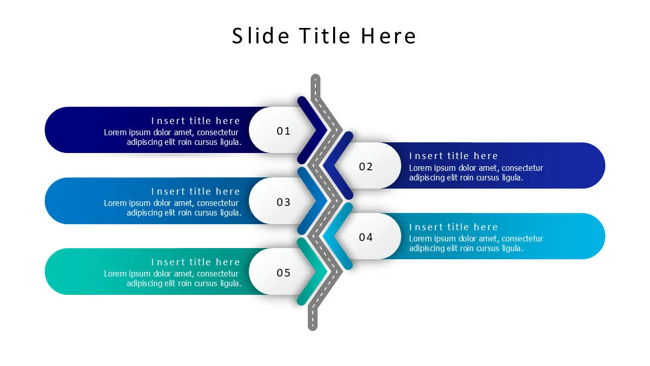 5 points zigzag roadmap line infographic