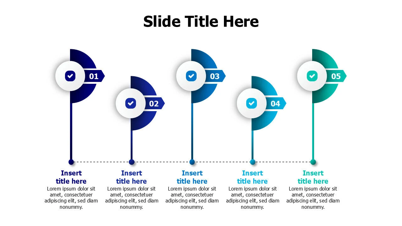 5 signs on a dotted line infographic with icons