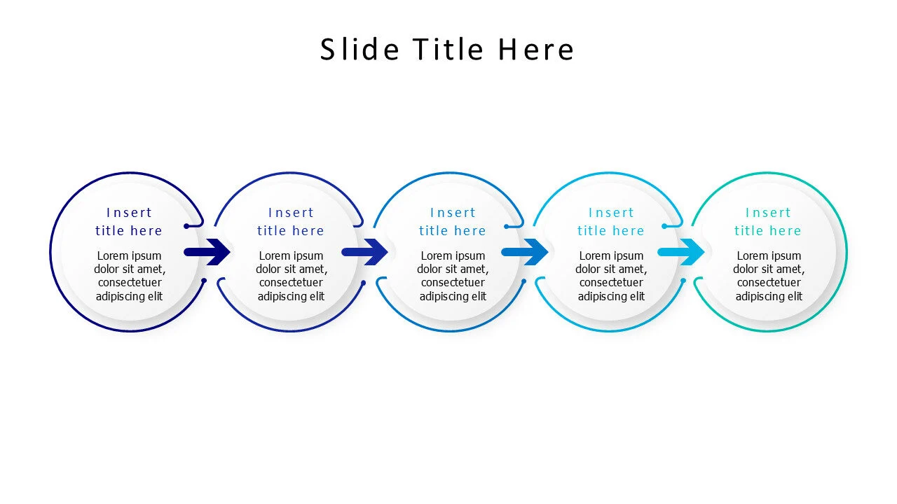 5 steps with arrows timeline template