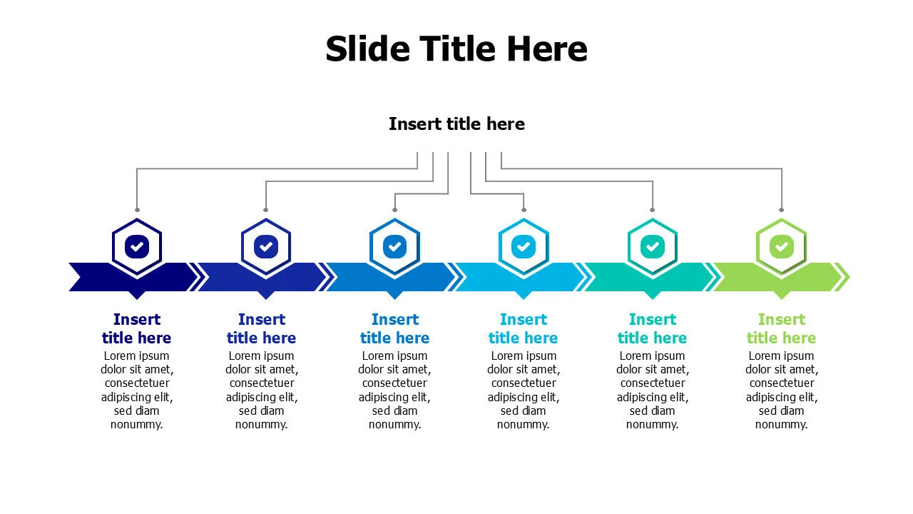 6 arrows branching from a title infographic