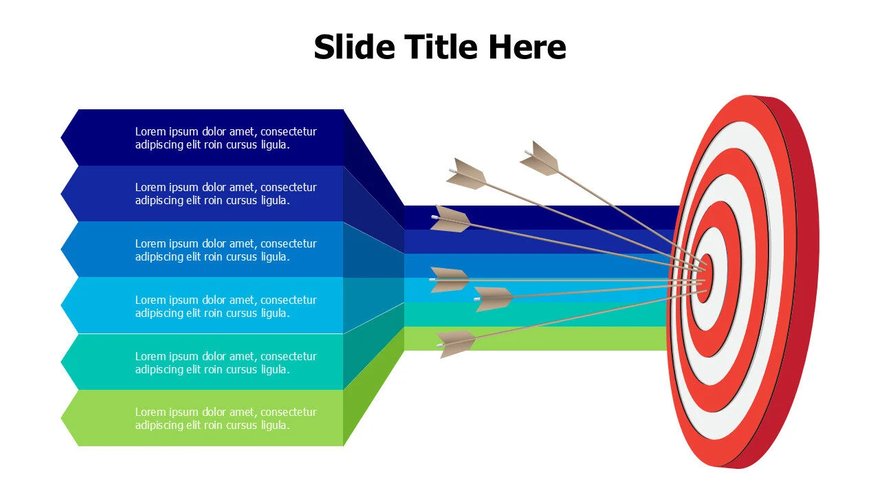 6 arrows from a goal circle infographic