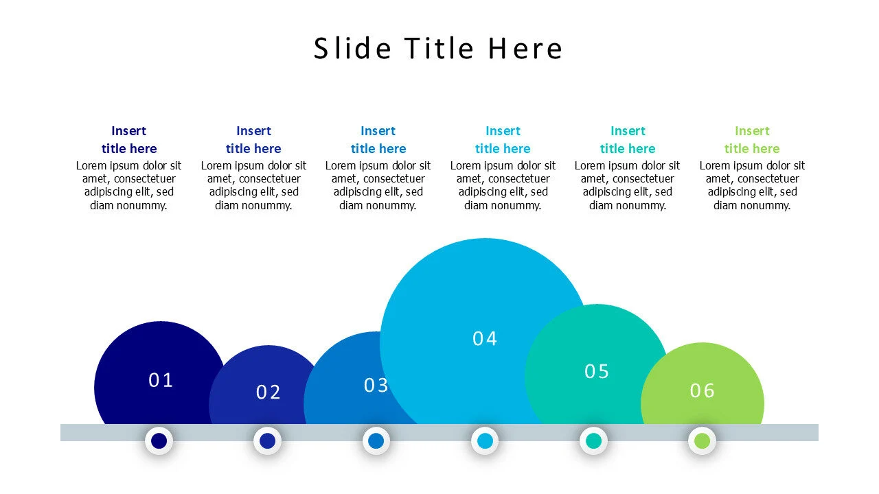 6 circles with line and numbers infographic