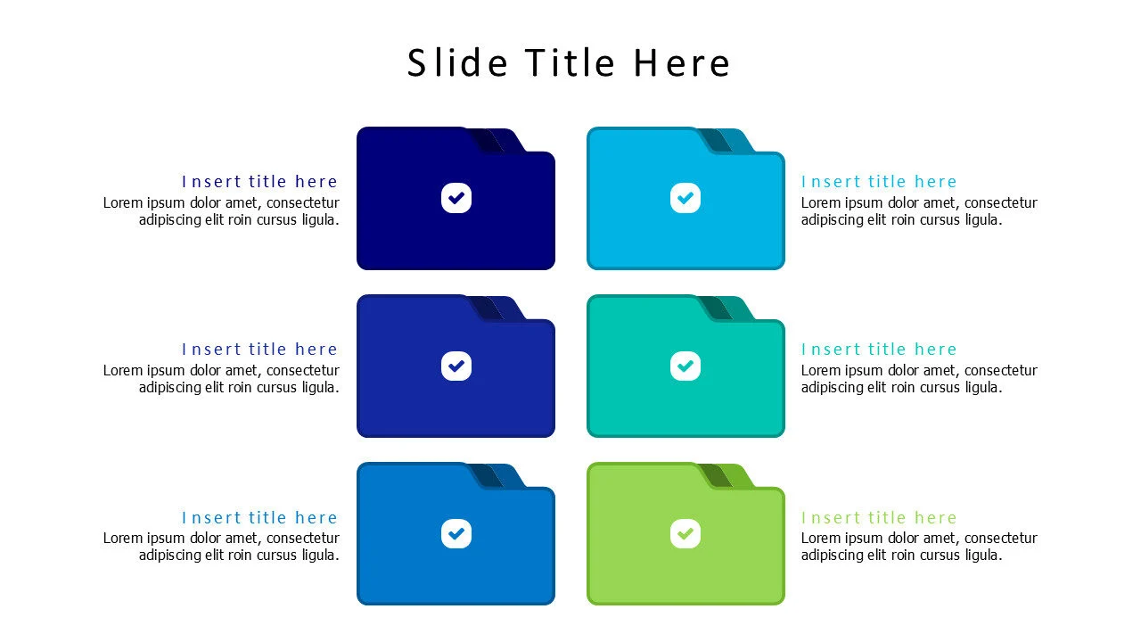 6 colored envelopes infographic with icons