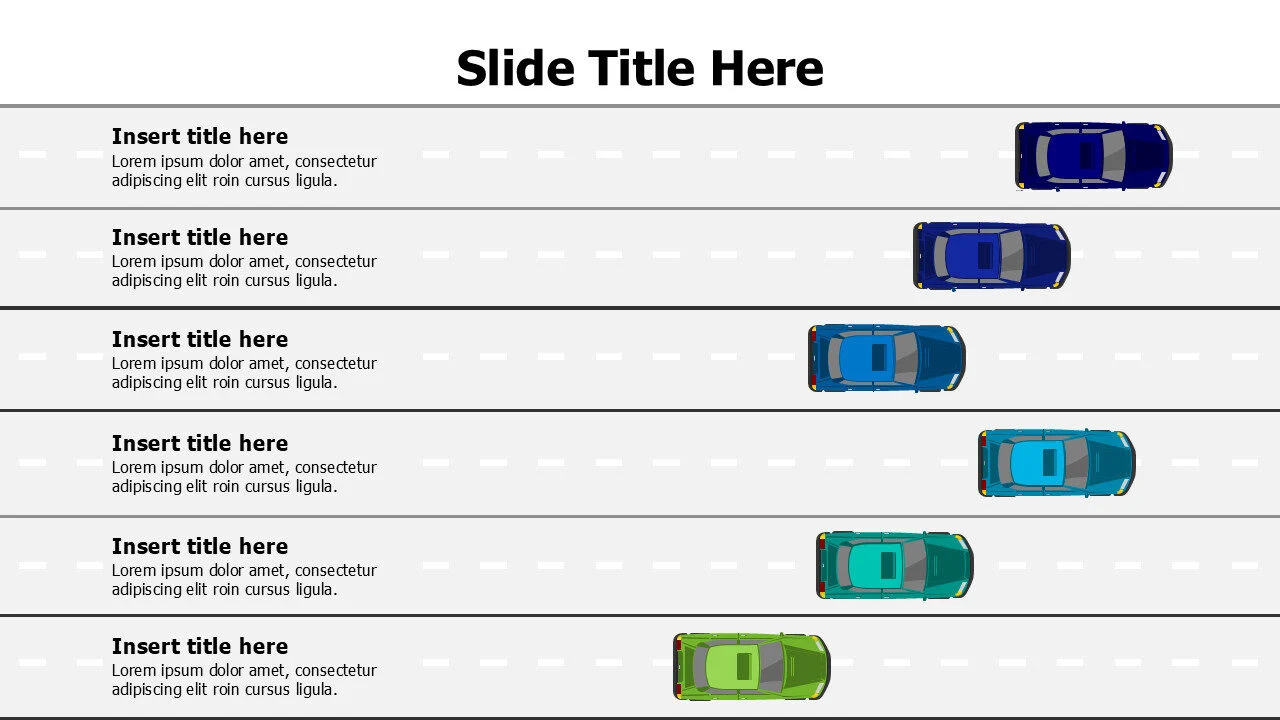 6 driving colored cars infographic