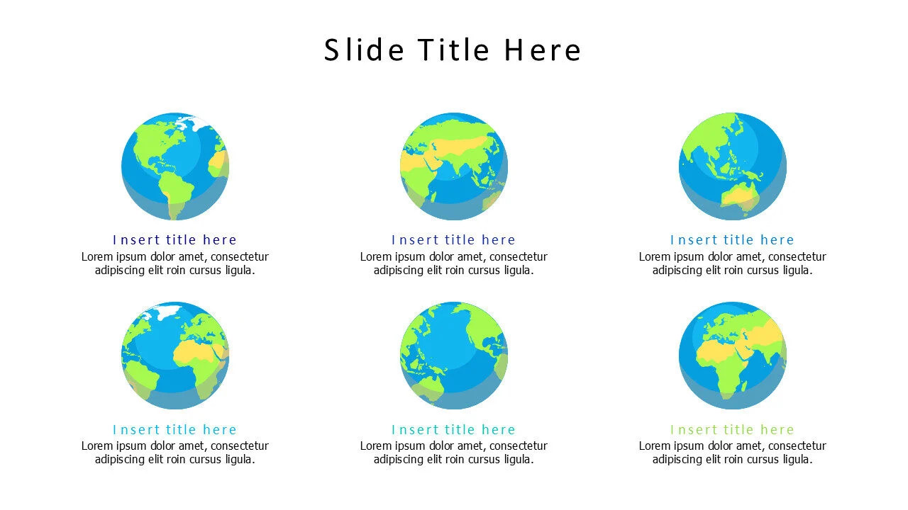 6 earth maps with titles infographic