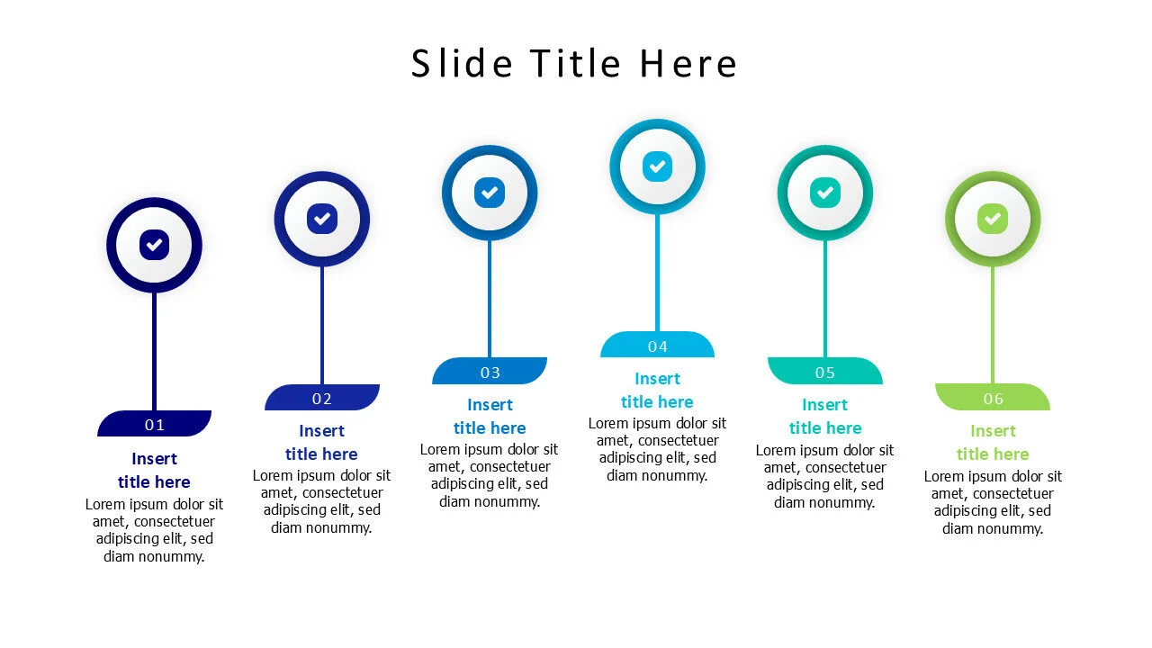 6 lines with a circle timeline infographic