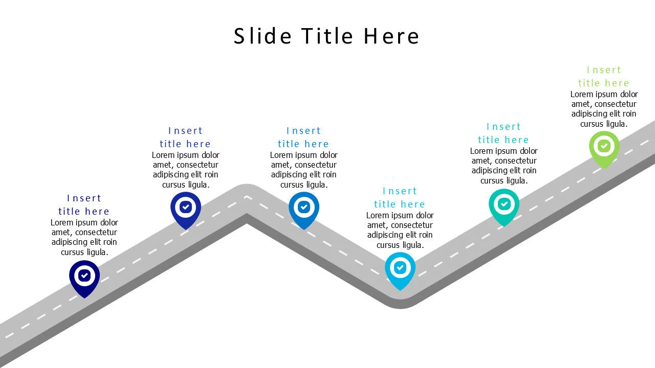 6 location pins on roadmap infographic