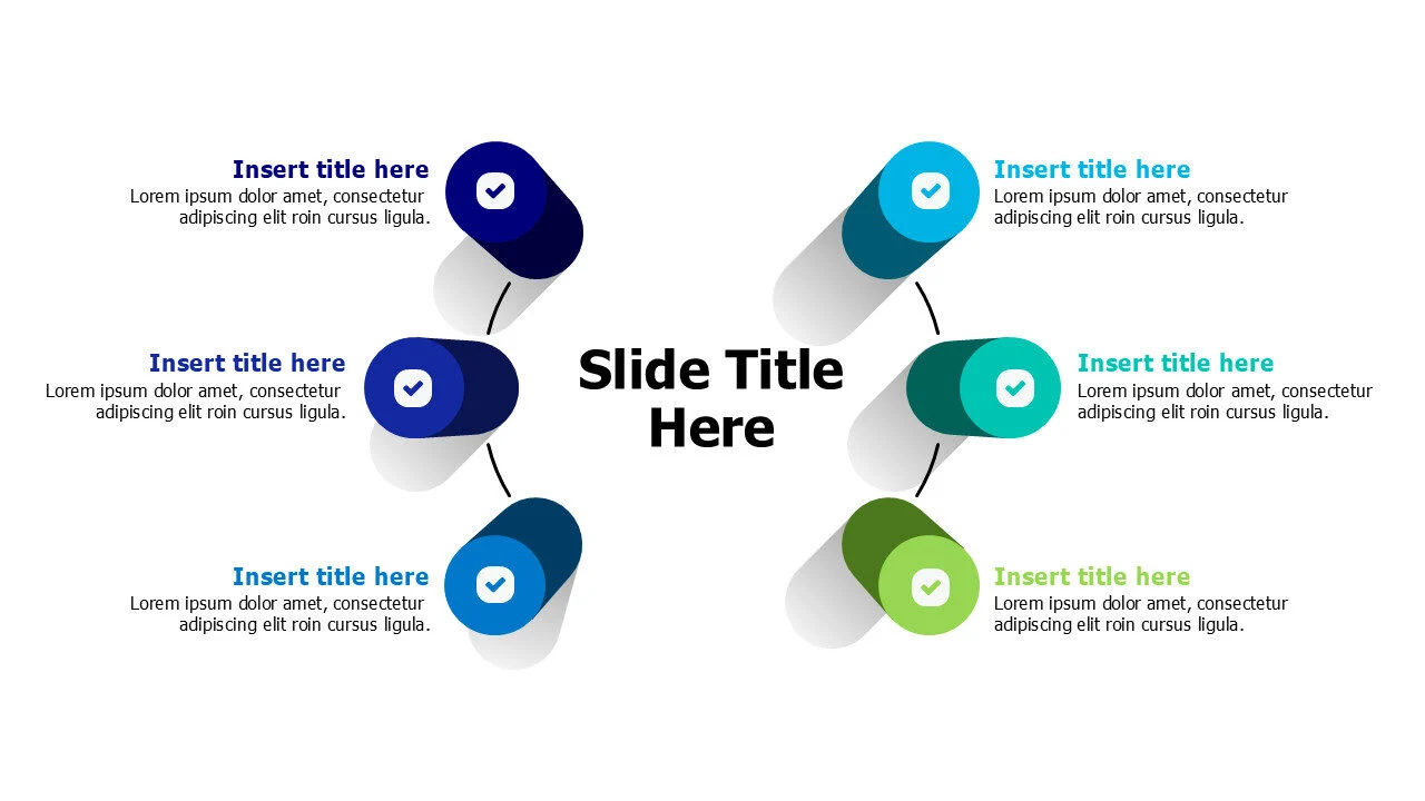 6 points 3D columns infographic