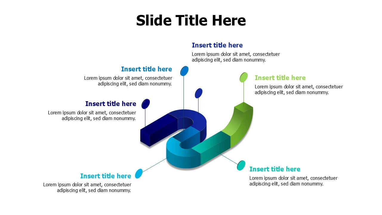 6 points 3D curved colored road infographic