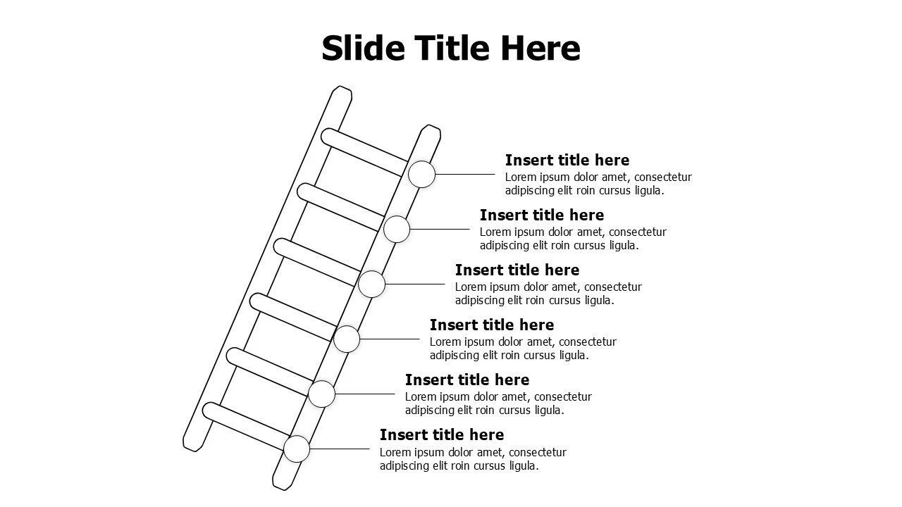 6 points 3D outline standing ladder infographic