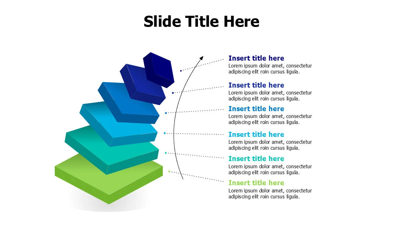 6 points 3D overlayed cubes infographic