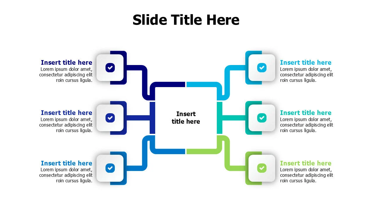 6 points branching from big square infographic