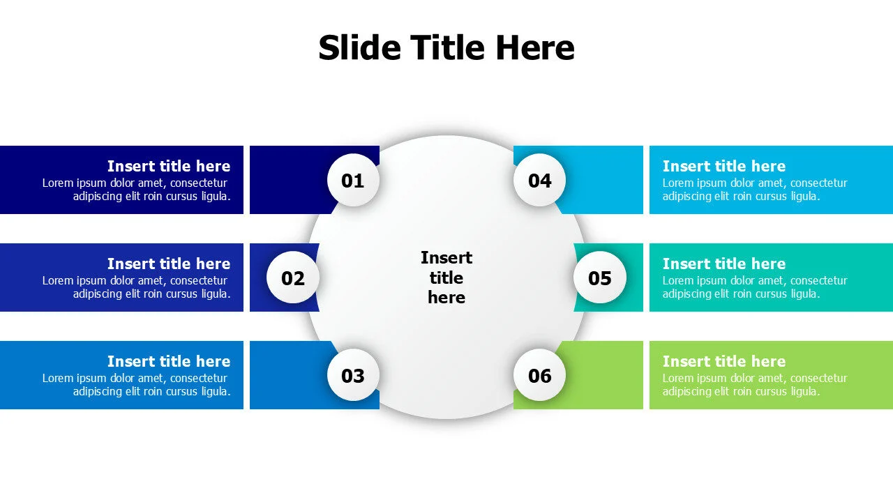6 points branching solid stripes infographic