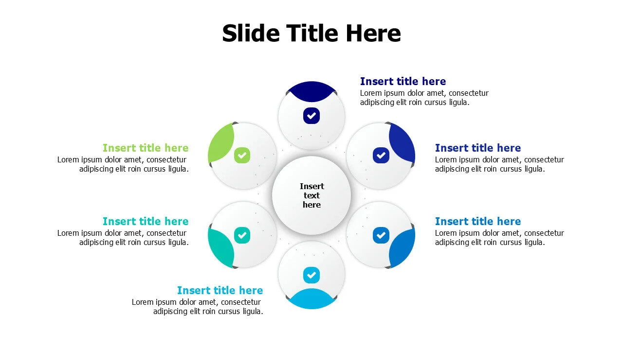 6 points circles around infographic