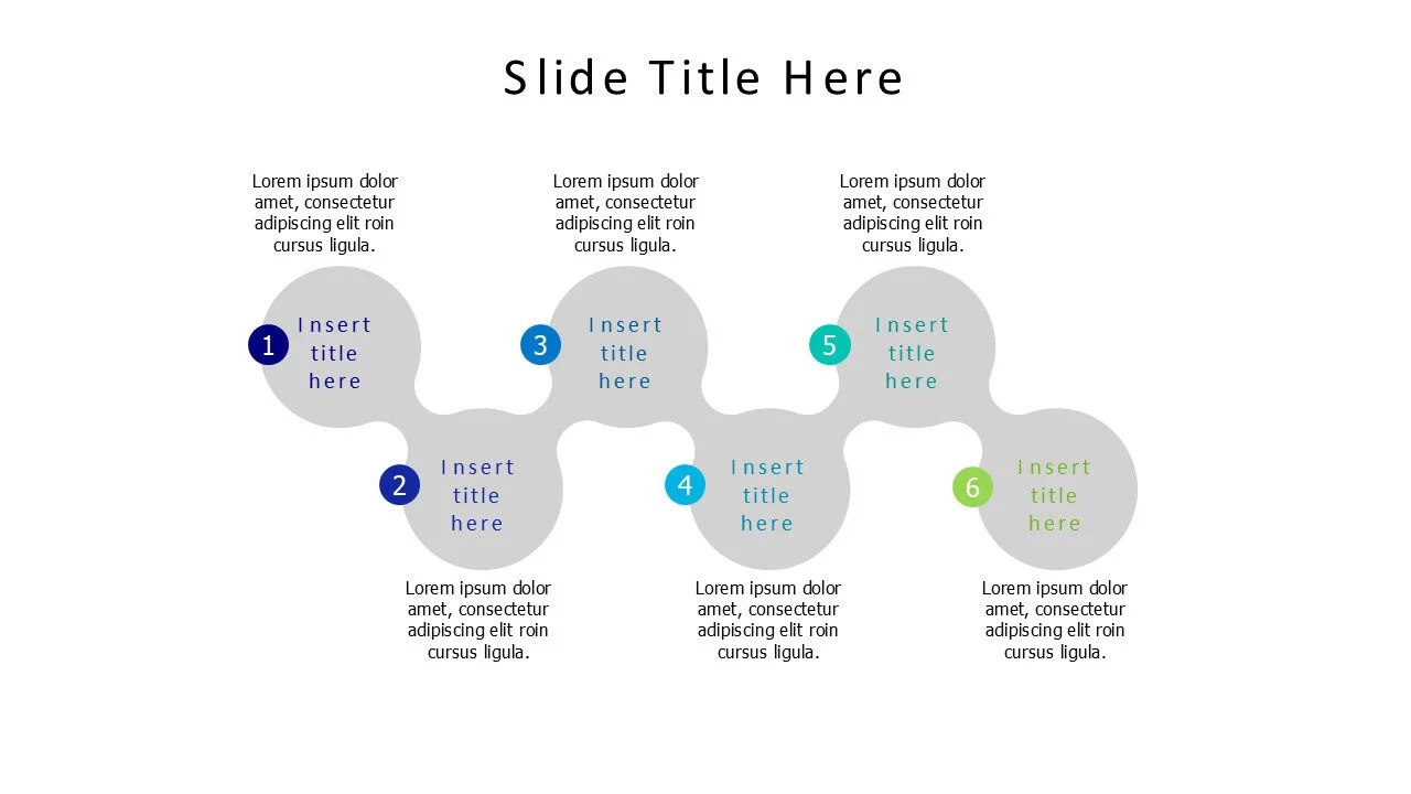 6 points circles with numbers infographic