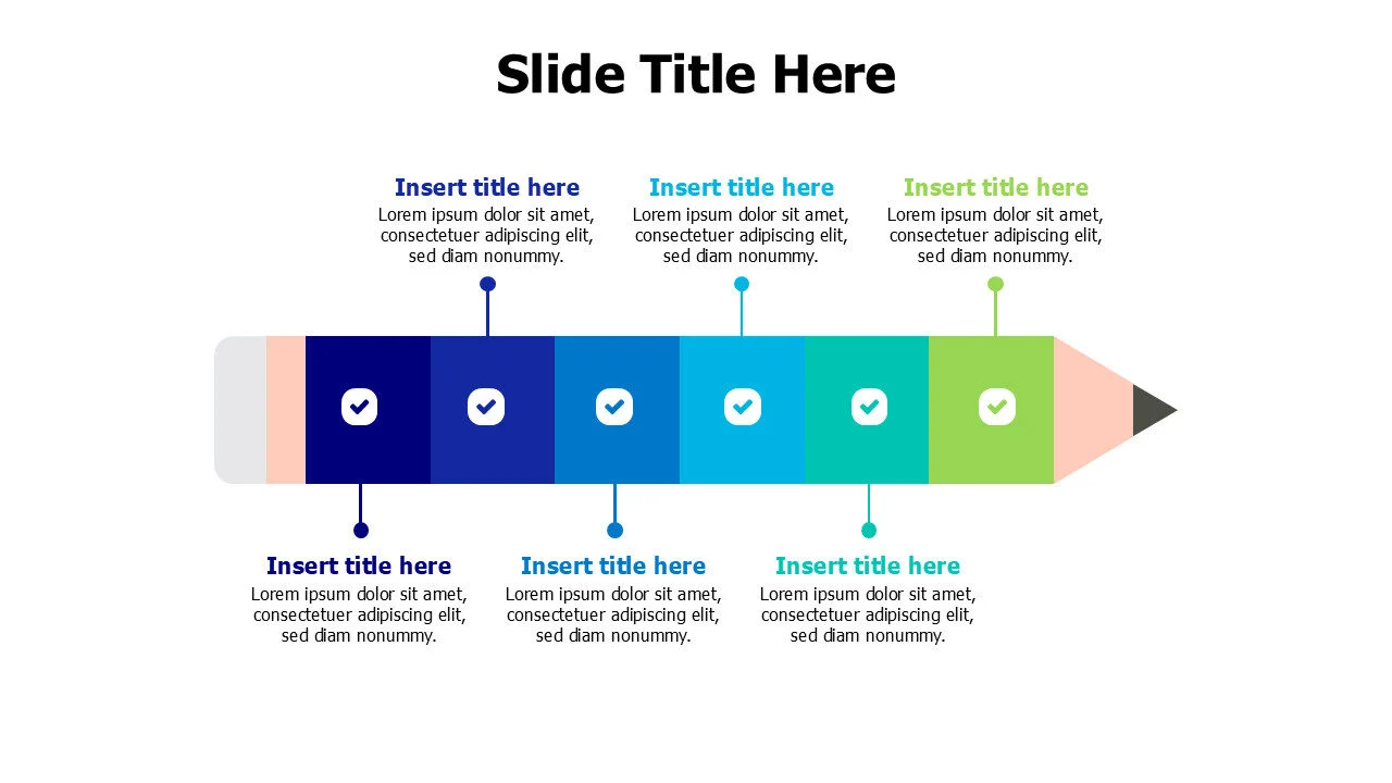 6 points colored bencil infographic