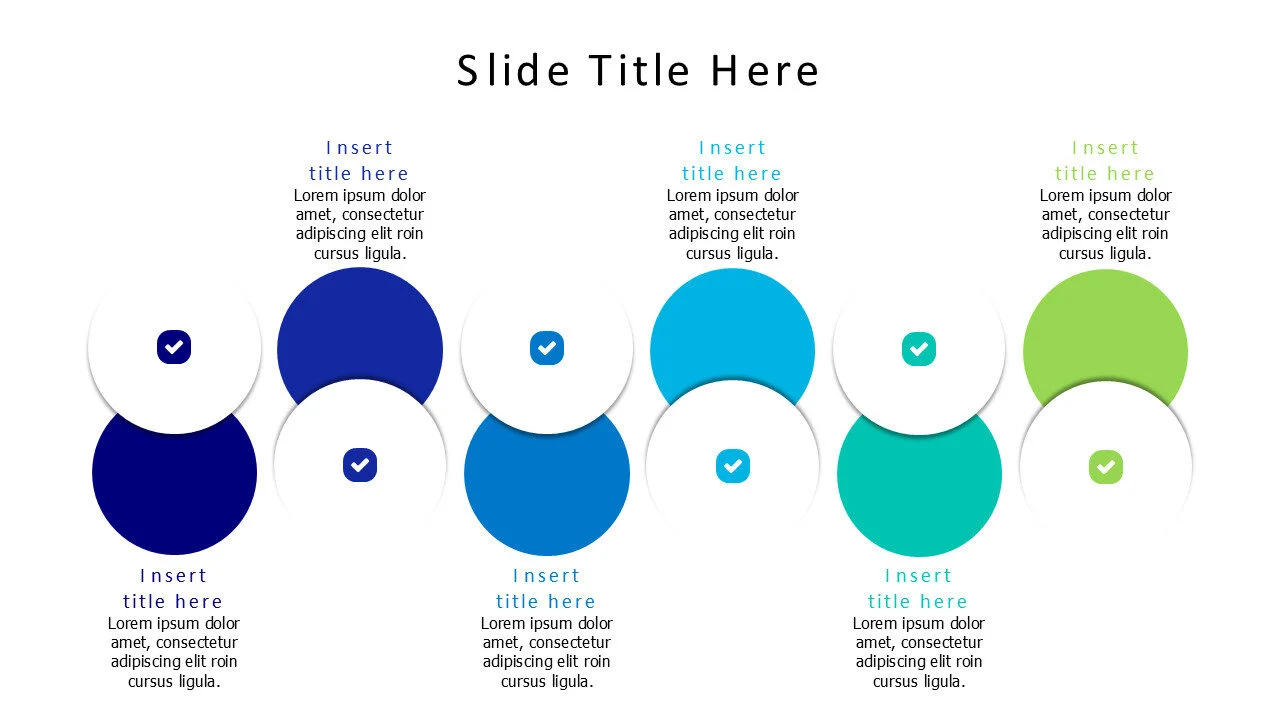 6 points colored circles with shadows infographic